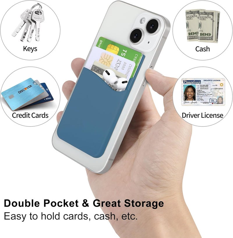 Senose Phone Wallet, Phone Card Holder Stick On Silicone Credit Card Holder for Back of Cellphone, Business Card & Id Compatible for iPhone Android Any Smartphone - Image 4